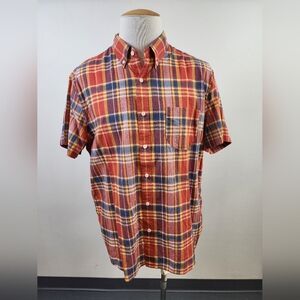 NWT J. Crew Men's Red Multicolor Plaid Button Front Shirt Front Pocket, sz MD
